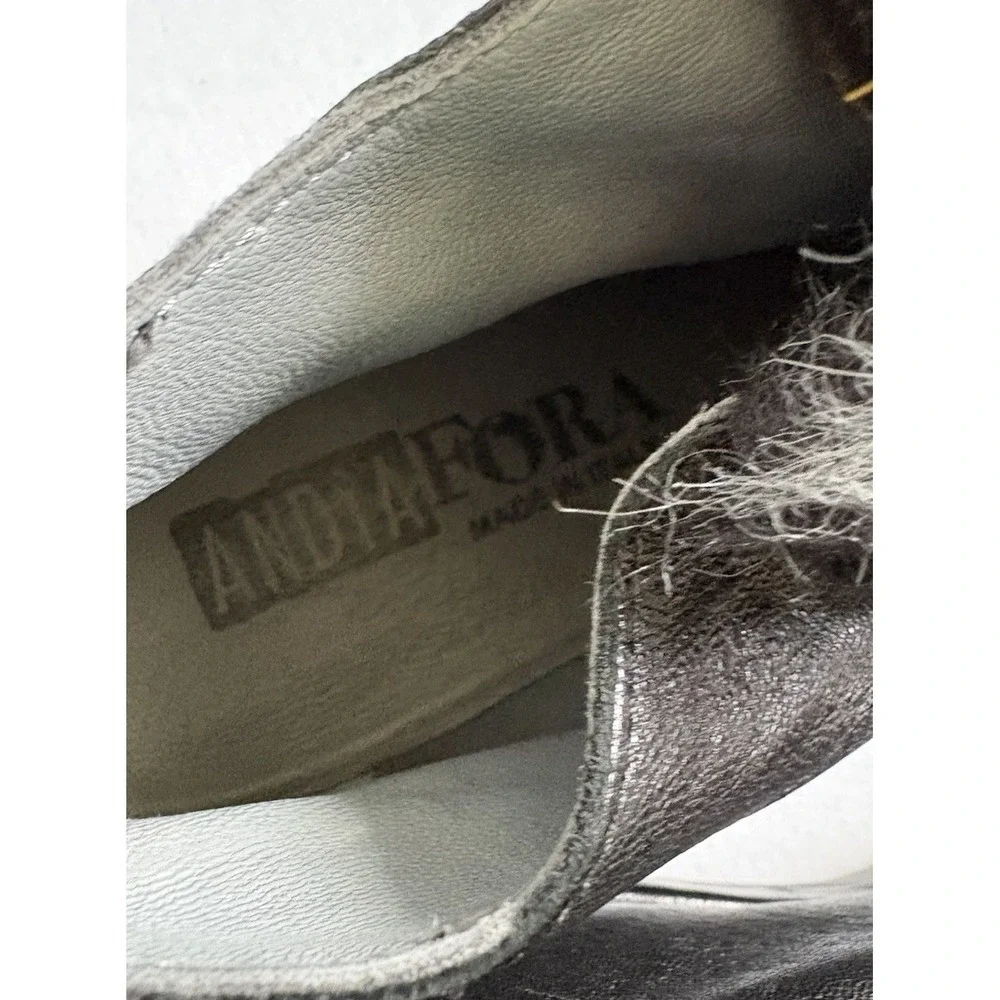 Andia Fora Black Leather Shearling Platform Sneakers Womens 39 Funky Whimsygoth